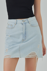 Kristan Distressed Mini Denim Skirt